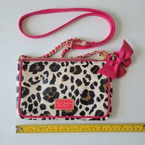 Chic Betsey Johnson Leopard Print Crossbody Bag Pink Bow
